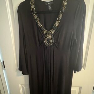 Alfani Black Dress with Gold Beaded Neckline